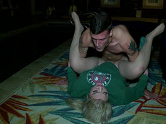 Horny blonde Jason tries herself in porn