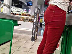 Ass in red pants