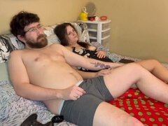 Genuine amateur couple indulge in Pornhub and chill with kinky internal cumshot toy play