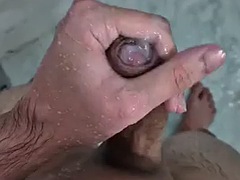 Leie, Grosser schwanz, Pummelig, Schwul, Handjob, Masturbation, Dusche, Solo