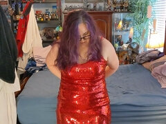 Hotwife Dances and Strips in Red Dress!
