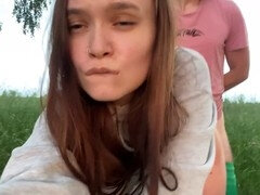 18, 아마추어, 발, 여자친구, 공개적인, 러시아인, 스판덱스, 청소년