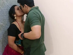 Indian babe with natural boobs has fun with her partner