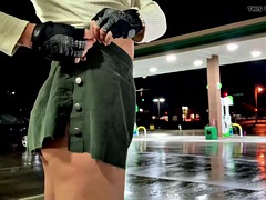 Amazing sexy outdoor slut nudity skirt wearing Sissy Cd Ts