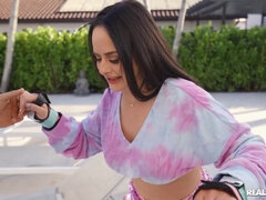 Busty roller babe spreads her legs wide open for JMac's prick