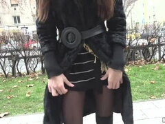 Russian MILF Flashes Her Panties