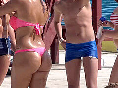 huge rump Latinas bare-breasted At The Pool