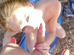 Natural tits, platinum-blonde, outdoor fuck