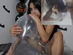 Double view of an epic balloon popping experience