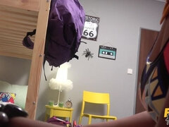 デカパイ, 車, イく瞬間, 女 人男 人, なめる, アウトドア, コキ, 三人