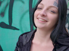 Svart, Buss, Bakfra, Jeans, Piercingen, Fitte, Svelge, Trekant