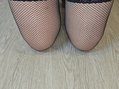 Sissy Kanisa Jerking off and Cum on Black Net Stocking