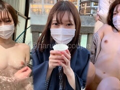 Sensual hot spring adventure! Unwind in the outdoor tub, don a Yukata, and indulge in passionate creampie sex