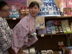 Unearthly Japanese bitch perfroming in fetish sex video in public place