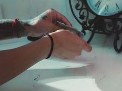 항문핥기, 오랄섹스, 흑갈색 머리, 얼굴에, 라티나, 대단히, 하녀, 문신