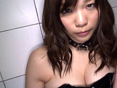 Mio Takaba. Leather corset restrain bondage fashion