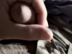 American army soldier horny of course and masturbating with some boxers for a follower