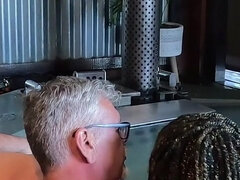 Ebony MILF Gets Her Ass Eaten and Pussy Fingered in a Hot Tub