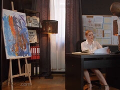 큰 음경, 오랄섹스, 에보니, 하드코어, Hd, 대단히, 오르가슴, 빨간 머리