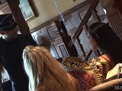 큰 엉덩이, 큰 가슴, 금발의, 사정 샷, 랑제리, 밀프, 스타킹, 쓰리섬