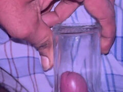 Indian Boy Mastrubate with Glass Jar