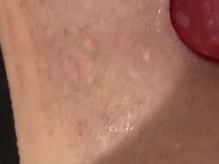 In lingerie, the beautiful brunette pleases her hot cunt alone