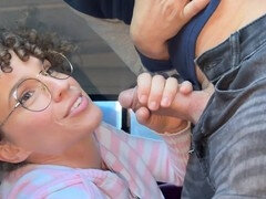 Random stranger, outdoor blowjob, hard fuck