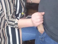 Blonde Stepmom Gives Hot Handjob - Close-Up Action