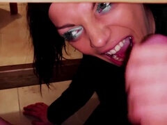 Public blowjob, under the table, fat cock