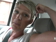 Soizic experiments and fucks in the car under the eyes of her husband