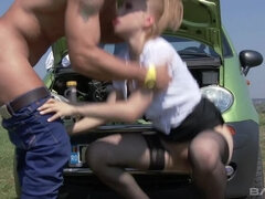 Alana Moon hitchhikes for all the cock it affords her like todays conquest