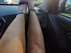 Stepmom in High Heels Teases Step Son During Morning Car Ride