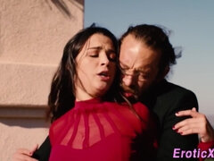 Honey rails paramour outdoors and gargle