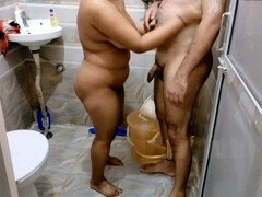 Steamy desi bathroom hook-up with Indian duo featuring big ass and big boobs