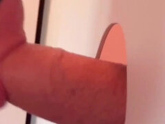 Locked Cock at the Hole - He Cums on a Cookie and Makes Me Eat It