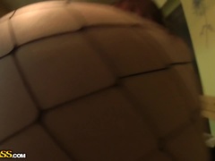 Brunetka, Twarzowy, Obcasy, Rajstopy, Publiczny, Pas, Trójkąt