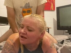 Excited mature stepmother "Antsy" engages in dirty talk and handles anal orgy like pro.