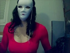 Mask fetish, silicone boobs, female mask disguise