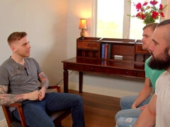 Grote lul, Pijpbeurt, Diep in de keel, Homo, Groep, Hd, Tatoeage, Trio