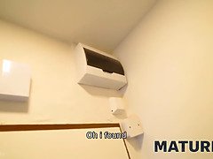 Woman is old but still wants to fuck so boss stepson helps her