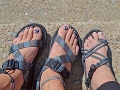 Showing off our Halloween-themed feet