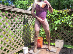 Amatoriale, Americano, Grande cazzo, Crossdresser, Schizzo di sborra, Tacchi, Lingerie, All'aperto