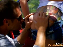 Blondynka, Francuski, Na wolnym powietrzu, Publiczny, Jazda konna, Ogolona