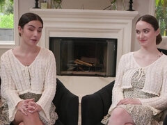 Daring stepsister is going to enjoy a crazy FFM threesome