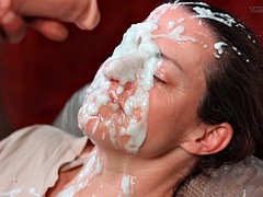 Enthousiasteling, Bruinharig, Groepseks ejactulatie, Compilatie, Stel, Sperma shot, Sperma in gezicht