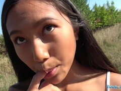 Asiat, Pik sutte, Brunette, Pik, Hd, Udendørs, Pov, Thai