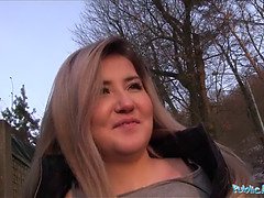 Cute Russian amateur gets paid for sex in public with stranger for cash