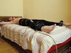 Squirming On The Bed Marcus - Hitachi - Orgasms - Bondage Orgasm - Tied To Orgasm - Leona Green