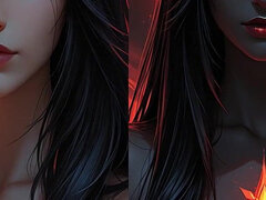 Shadow Assassin Warrior Woman with Jet Black Hair and Amber Eyes Dark Fantasy Portrait Ai Art Slideshow