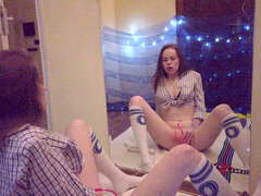 honey blows a load IN FRONT OF THE MIRROR, frolicking WITH HER LUSH